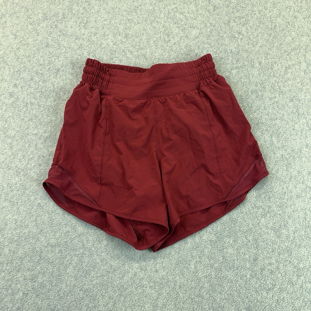 Lululemon Hotty Hot High-Rise Lined Shorts 4" Red Merlot Women's Size 2